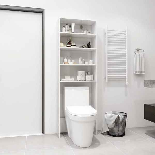 vidaXL Waschmaschinenschrank Hochglanz-Weiß 64x24x190 cm, 808410