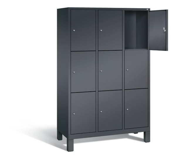 C+P Schließfachschrank Evolo, H1850xB1200xT500mm, Farbe: Schwarzgrau, 48010-323 S10012