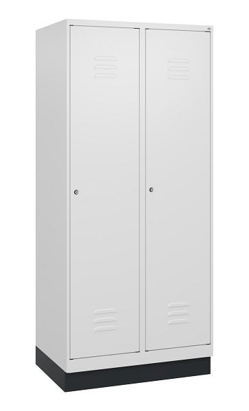 C+P Umkleidespind Classic PLUS mit Mitteltrennwand, Sockel, 2 Abteile, 1800x800x500mm, 9016/9016, Zylinderschlösser, 0800207-22F S10029