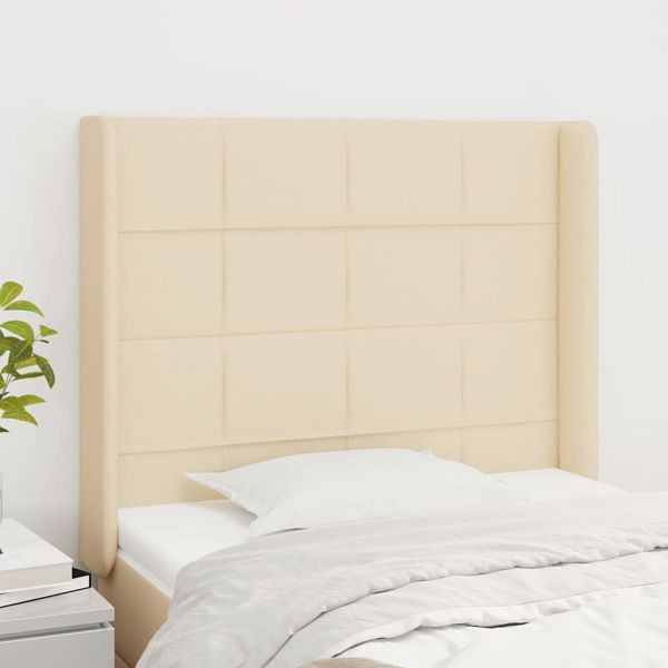 vidaXL Kopfteil mit Ohren Creme 93x16x118/128 cm Stoff, 3119567