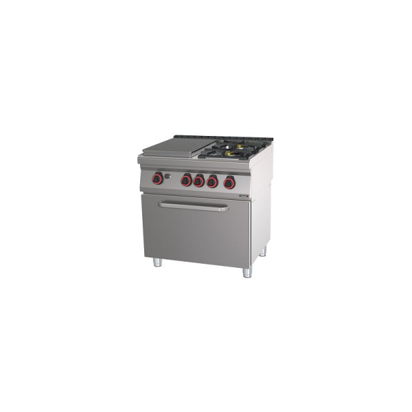 Casselin Gasherd mit 2 Kochstellen und 1 Coup de Feu-Platte mit statischem Elektrobackofen GN 2/1 HP 80 - Linie 700, C7FOG2F1PFGHP80