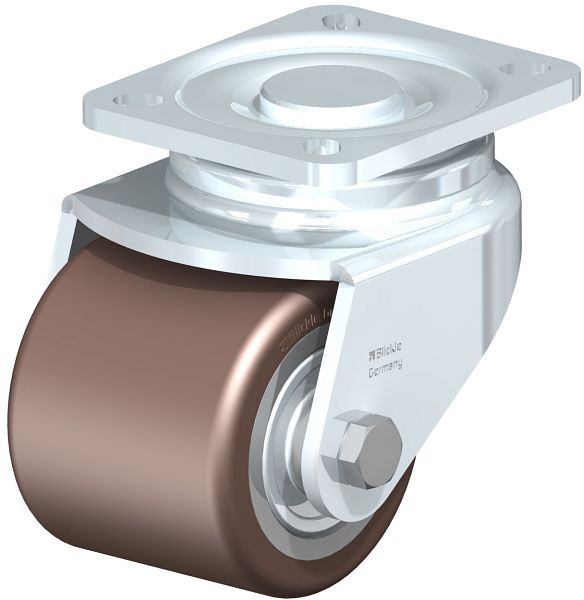 Blickle LH-VSB 82K Stahlblech-Lenkrolle, Schwerlast-Ausführung, mit Anschraubplatte, Blickle Besthane®, Braun, 754645