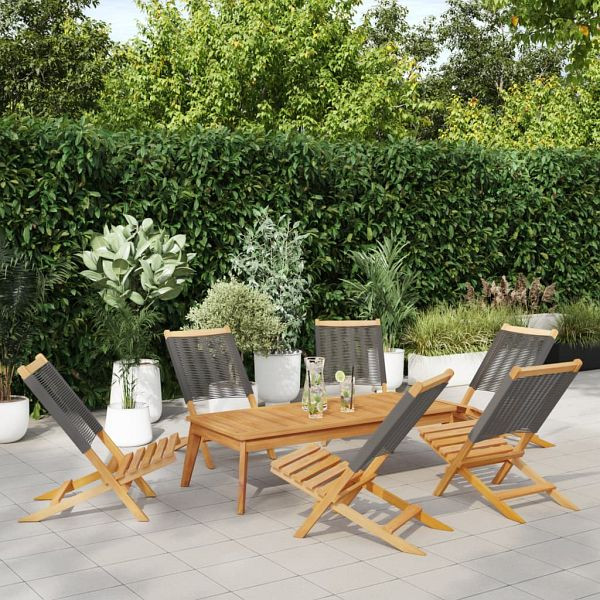 vidaXL Gartenstühle 6 Stück Klappbar Grau Massivholz Akazie, 3214632