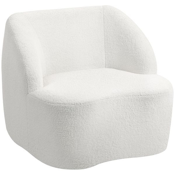 HOMCOM Moderner Sessel mit Fleece-Polsterung, kuscheliger Polstersessel für Wohnzimmer, Schlafzimmer, Homeoffice, Cremeweiß, 83B-435V00CW