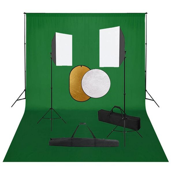vidaXL Fotostudio-Set mit Softboxen, Hintergrundsystem und Reflektor, 3067054