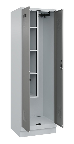 C+P Putzmittel-Spind Evolo PLUS, mit Sockel, 2 Abteile, 1950x600x500mm, 7035/000, Zylinderschloss, 049120-00 S10041