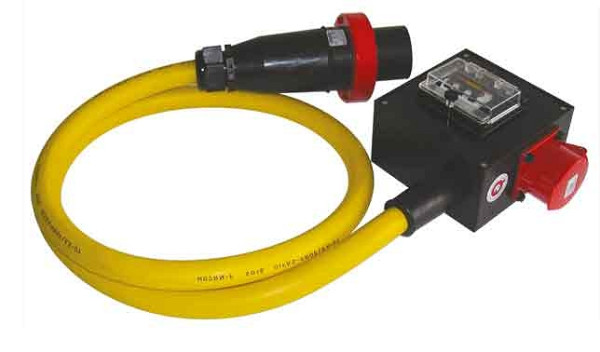GIFAS Vollgummi-Sicherheitsverteiler Typ 1616, Eingang: 2 m GIFAS PROFLEXX-07 Leitung 5 x 16 mm², Ausgang: 1 CEE-Einbausteckdose 5 x 32 A/400 V, 251886