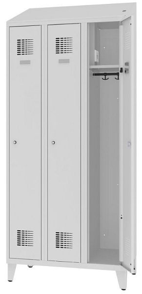Eurobox Umkleidespind Strom, 3 Abteile, mit Steckdose, 300 mm mit Füßen, 1001-030301