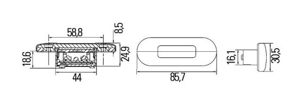 HELLA Einstiegsleuchte, LED, 12/24V, LED, Einbau, Lichtscheibenfarbe: glasklar, LED-Lichtfarbe: blau, 2XT 959 680-612