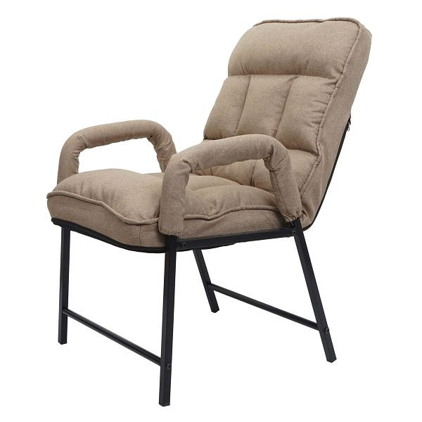 Mendler Esszimmerstuhl HWC-K40, Stuhl Polsterstuhl, 160kg belastbar Rückenlehne verstellbar Metall, Stoff/Textil hellbraun, 92136
