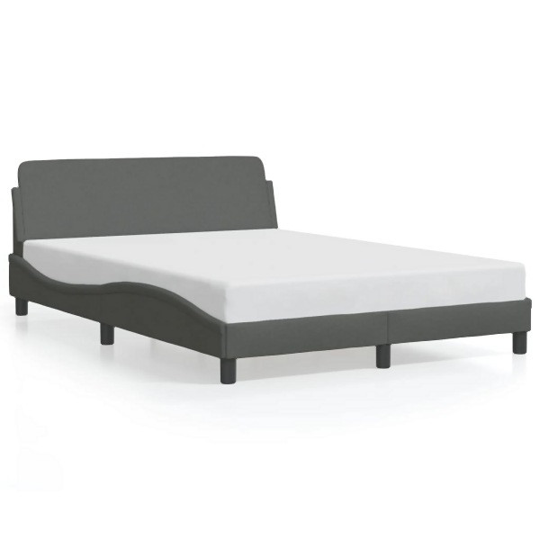 vidaXL Bettgestell mit Kopfteil Dunkelgrau 140x200 cm Stoff, 373186