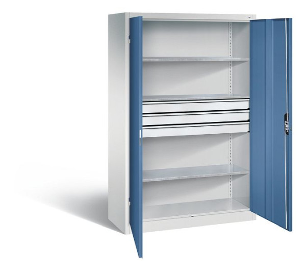 C+P Werkzeugschrank Acurado, H1950xB1200xT500mm, Farbe: Lichtgrau / Fernblau, Muldengriff, 8931-5030 S10227
