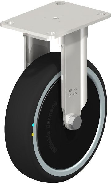 Blickle BKPXA-PATH 126KD-26-ELS-FK Edelstahl-Apparate-Bockrolle mit Anschraubplatte, Thermoplastisches Polyurethan, Grau, 853528