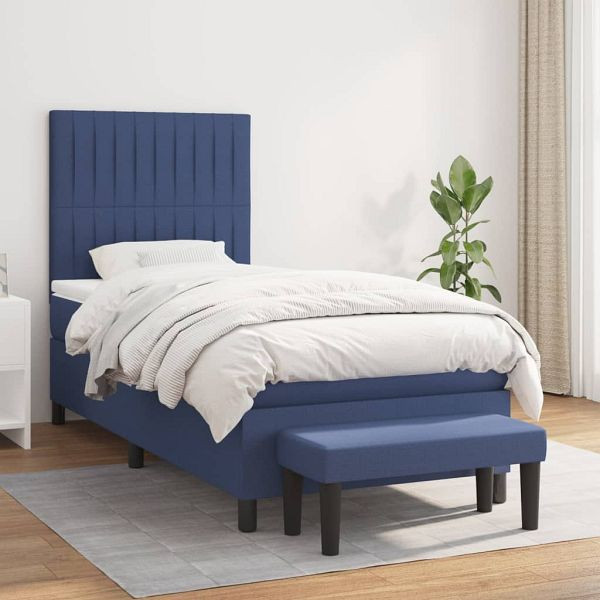 vidaXL Boxspringbett mit Matratze Blau 80x200 cm Stoff, 3136715