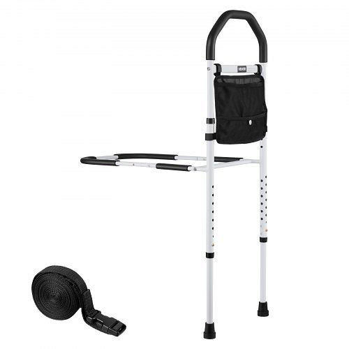 VEVOR Aufstehhilfe Bett, Haltegriffe mit Stützbein & PU-Handlauf, 732–992mm höhenverstellbar, für verschiedene Bettgrößen, TBZCCBSTBZCBPSMCX001V0