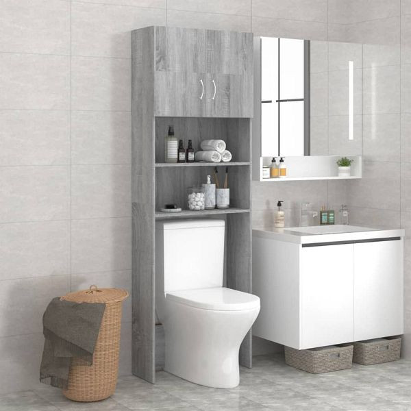 vidaXL Waschmaschinenschrank Grau Sonoma 64x25,5x190 cm, 815070