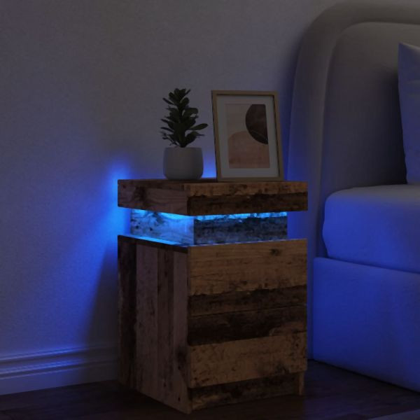vidaXL LED-Nachttisch Altholz-Optik 35x39x55 cm Holzwerkstoff, 857654