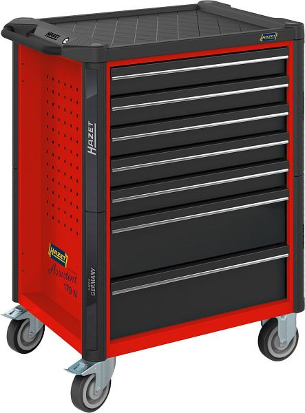 Hazet Werkstattwagen Assistent, Rot (RAL 3020), Kunststoff-Arbeitsplatte, 7 Schubladen, 179N-7-RAL3020