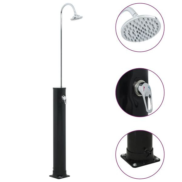 vidaXL Solardusche Schwarz 220 cm 20 L, 92309, 8719883806143