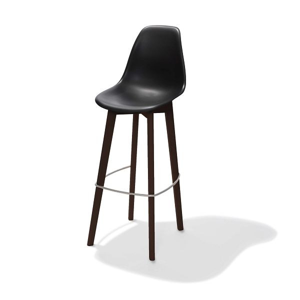 VEBA Keeve Barhocker schwarz ohne Armlehne, dunkles Birkenholz Gestell und Kunststoff Sitzfläche, 53 x 47 x 119 cm (BxTxH), 506FD01SB