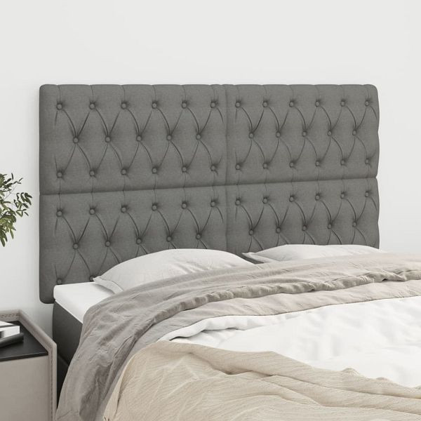 vidaXL Kopfteile 4 Stück Dunkelgrau 80x7x78/88 cm Stoff, 3116675