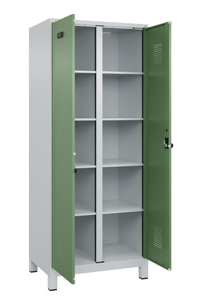 C+P Wäsche-Spind Evolo PLUS, mit Füßen, 2 Abteile, 1950x800x500mm, 7035/6011, Verschluss Drehriegel, 049012-22B S10010