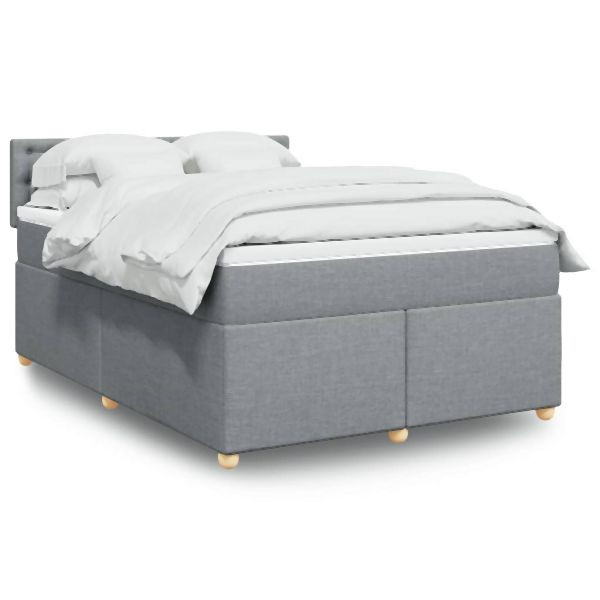 vidaXL Boxspringbett mit Matratze Hellgrau 140x200 cm Stoff, 3286717