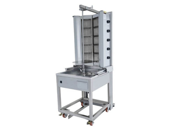 SGS Gastro Gas Dönergrill, V Form mit Motor Unten, 5+5 Brenner, max. 170 kg, inkl. Flügeltüren, DS38