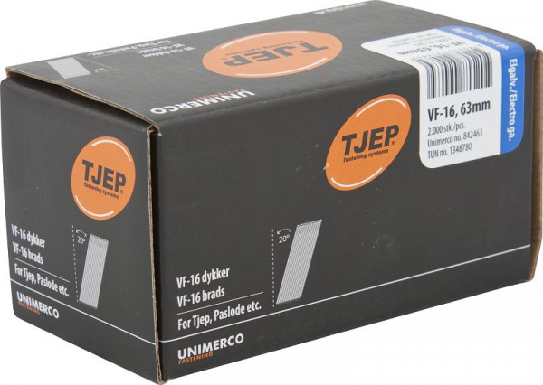 TJEP VF16 63mm Brads, verzinkt Box 2.000 Stück, Brads und Stifte, 842463