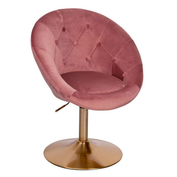 Wohnling Loungesessel Samt Rosa/Gold Design Drehstuhl mit Rückenlehne, WL6.300