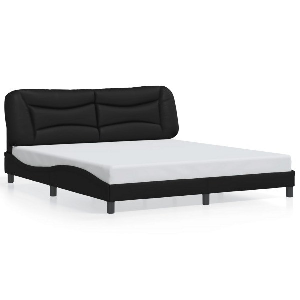 vidaXL Bettgestell mit LED Schwarz 180x200 cm Kunstleder, 3213948