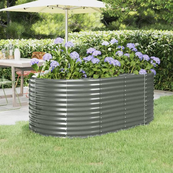 vidaXL Hochbeet Pulverbeschichteter Stahl 175x100x68 cm Grau, 319059