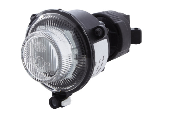 HELLA Halogen/DE-Nebelscheinwerfer, 12V, rund, Einbau, ECE-R19, gemusterte Streuscheibe, Lichtscheibenfarbe: weiß, rechts/links, 1NL 007 186-061