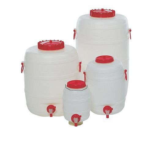 DENIOS Kunststoff-Fass mit Auslaufhahn, 30 Liter Volumen, 117-936