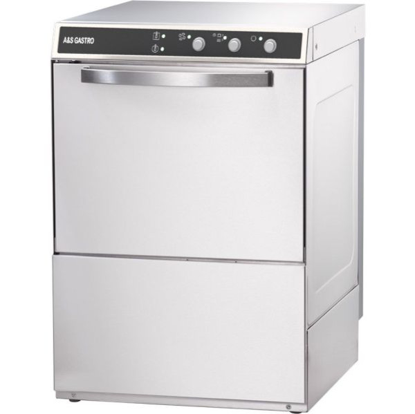 A&S Gastro Geschirrspülmaschine inkl. Klarspülmitteldosierpumpe, 400 Volt, 4,9 kW, 565x665x835 mm, GESP101