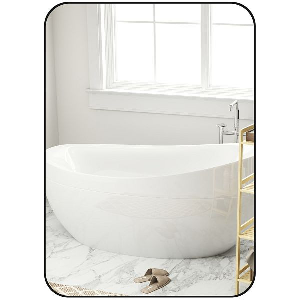 HOMCOM Badspiegel Wandspiegel Splitterschutzfolie Metallrahmen Badezimmer 50 x 70 cm Schwarz, 834-803V00BK