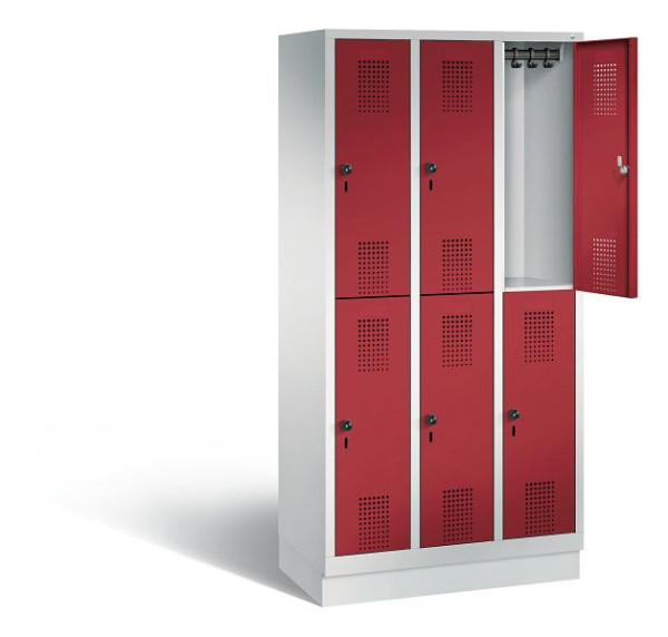 C+P Spind doppelstöckig Evolo, H1800xB900xT500mm, Farbe: Lichtgrau / Rubinrot, 48320-30 S10212