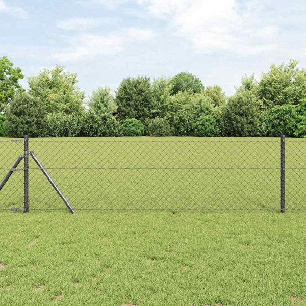 vidaXL Kettengliedzaun mit Pfosten Grau 0,4 x 25 m Stahl, 3351110