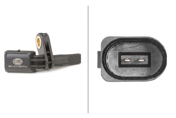 HELLA Sensor, Raddrehzahl, 12V, 2-polig, Vorderachse links/Hinterachse links, ohne Kabel, 6PU 012 039-011