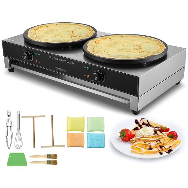 VEVOR Elektro Crepes Maker Kommerzielle Crepe-Maschine, 6000W Doppelkopf 40cm, SYJBJZYBP2ZF9O1N5V2
