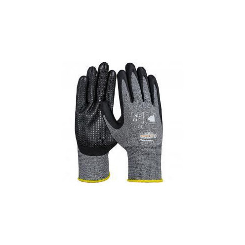 PRO FIT HIT Nitrilschaum Feinstrickhandschuh, grau / schwarz, mit Punktbenoppung, Größe: 10, VE: 12 Paar, 15554-10