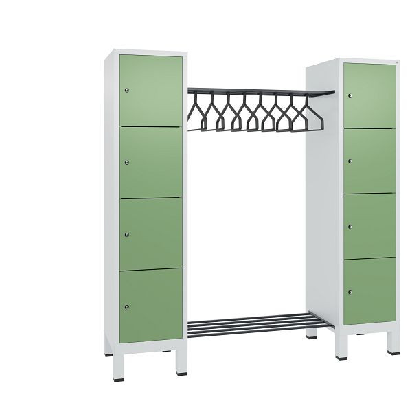 C+P Garderobe Evolo, 8 Fächer, H1850xB1790xT500 mm, Lichtgrau/Resedagrün, 48408-02 S10027