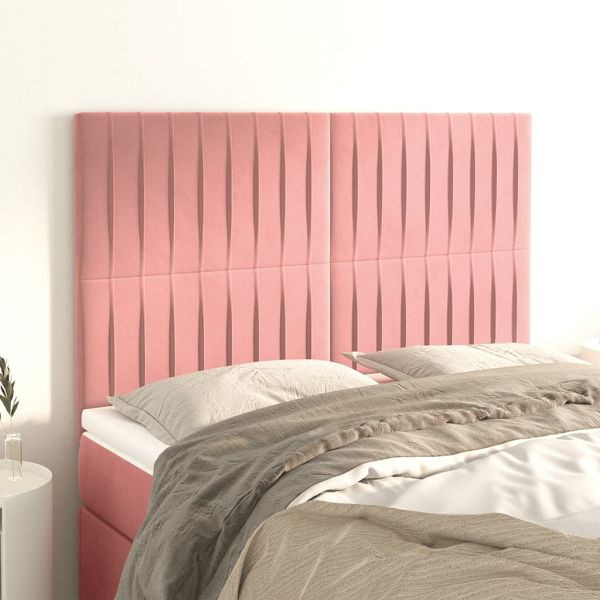 vidaXL Kopfteile 4 Stück Rosa 72x5x78/88 cm Samt, 3116623