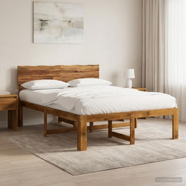 vidaXL Doppelbettgestell mit Kopfteil ROSTOCK Natur 140 x 190 cm, 903366