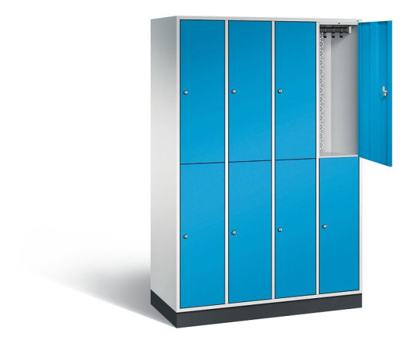 C+P Spind doppelstöckig Intro, H1950xB1220xT490mm, Farbe: Lichtgrau / Lichtblau, 8270-401 S10036