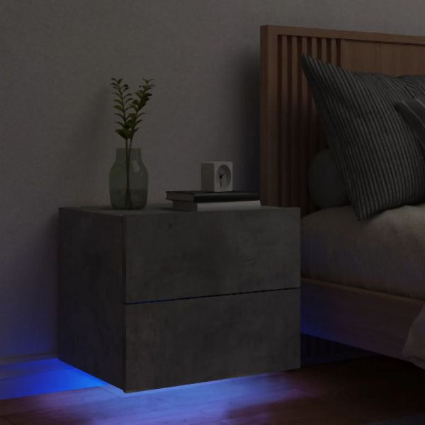 vidaXL Wand-Nachttisch mit LED-Leuchten Betongrau, 836818