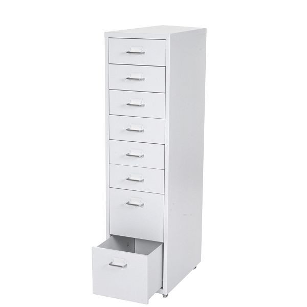 Mendler Rollcontainer Boston T851, Schubladenschrank Stahlschrank, 110x28x41cm 8 Schubladen, weiß, 55302