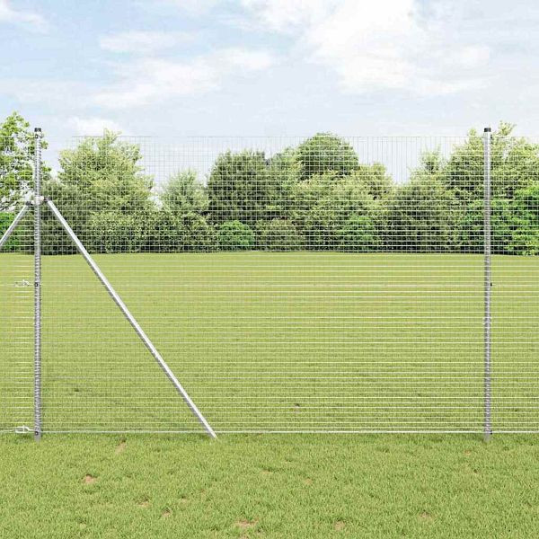 vidaXL Geschweißter Drahtzaun Silber 1,6 x 25 m Stahl, 42004944
