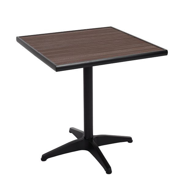 Mendler Gartentisch HWC-J95, Balkontisch Bistrotisch, Gastronomie Outdoor-Beschichtung Aluminium Polywood, schwarz, dunkelbraun, 84861