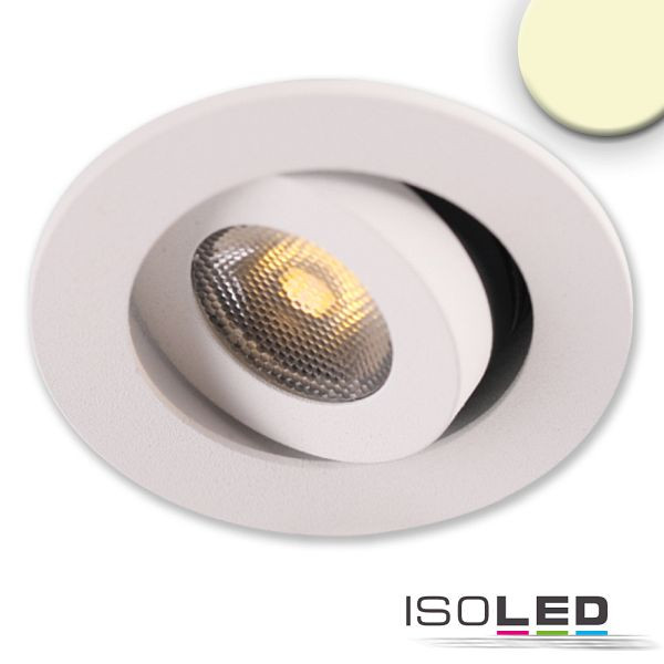 ISOLED LED Einbauleuchte MiniAMP weiß, 3W, 24V DC, warmweiß, dimmbar, 114470